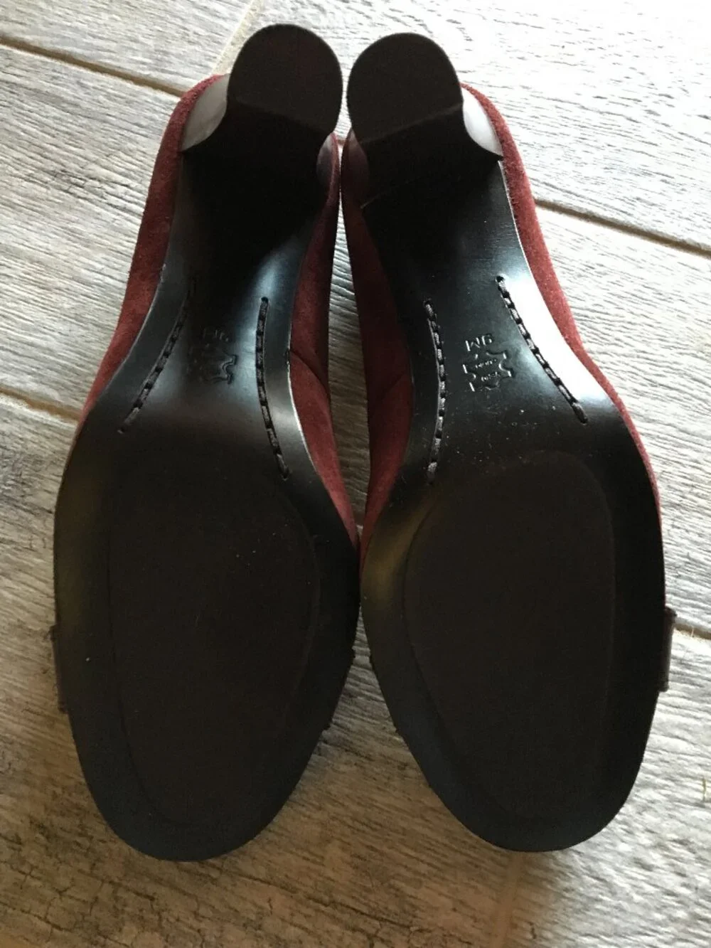Michael Kors Burgundy Suede Buckle Button Pumps, Size 8.5B